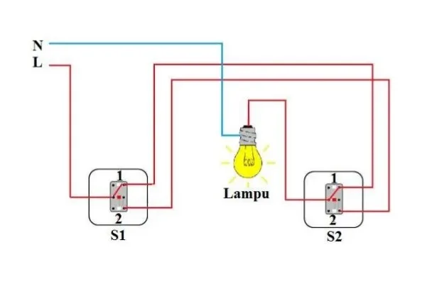 cara memasang saklar tukar 2 lampu